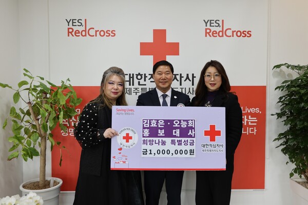제주적십자사 김효은·오능희 홍보대사,  성금 100만 원 기탁