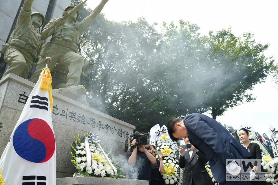 제주도, 백마고지 영웅 고(故) 강승우 소위 추념식 거행 - 탐라자유회관서 6·25전쟁 76주년 맞아 추념…도민 등 300여 명 참석/자료=제주도청